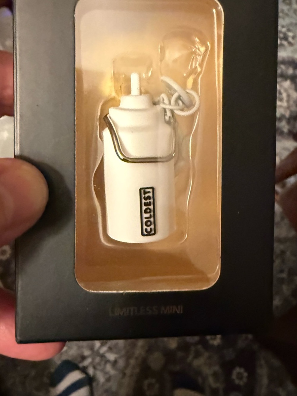 White mini the coldest keychain
